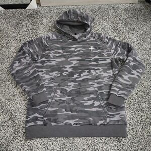 Three Nails Christian Camo Hoodie Men M,Pullover Warm Thick Lift Gym Run Workout
